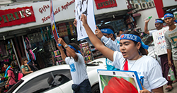 one young world, oyw, ambassador, protest, peaceful protest, myanmar, violence, peace, burma, war, civil war, youth, empowerment, advocacy, police violence, khin, sandar, khin sandar