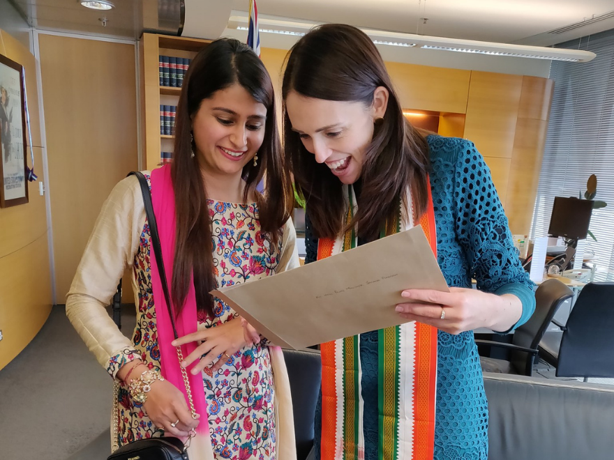 Devika and Jacinda meeting